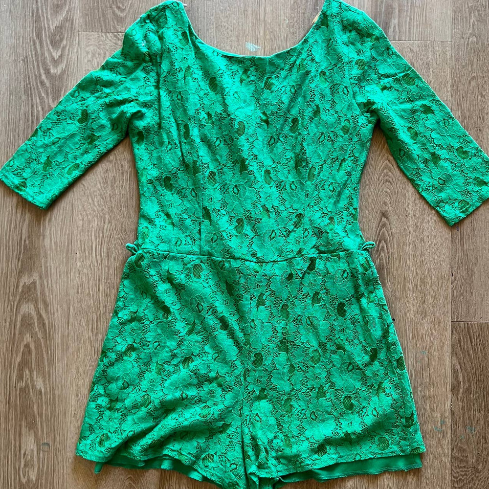 Maude Medium Green Lace Romper